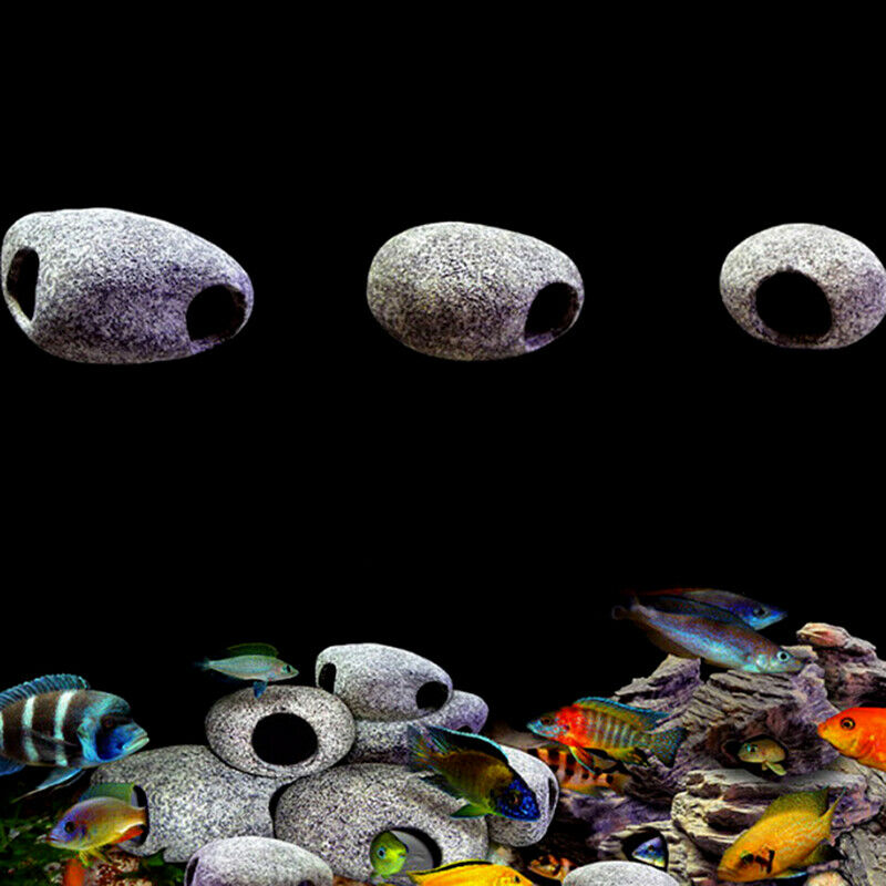 Cichlid Stone Aquarium Rock Shrimp Breeding Cave Hideaway Fish Tank Decorat BX