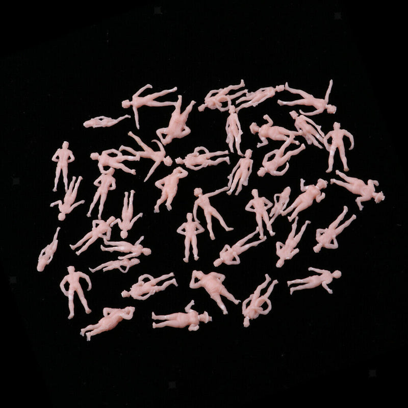 2 Sets 1/87 Scale Beach Crowd Action Figures HO Train Roadway Scene Building