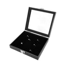 Ring Box Organizer Jewelry Holder Glass Top Display Case Tray 36 Slots Storage