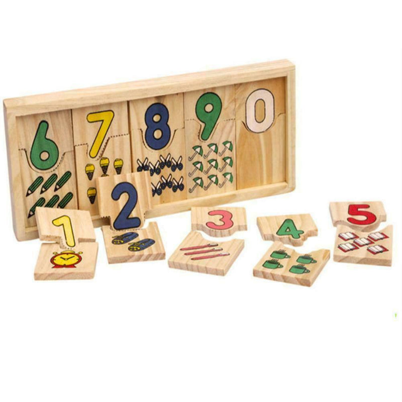Number Colour Kids Toys Wooden Educational Jigsaws Puzzle Matching S6S7