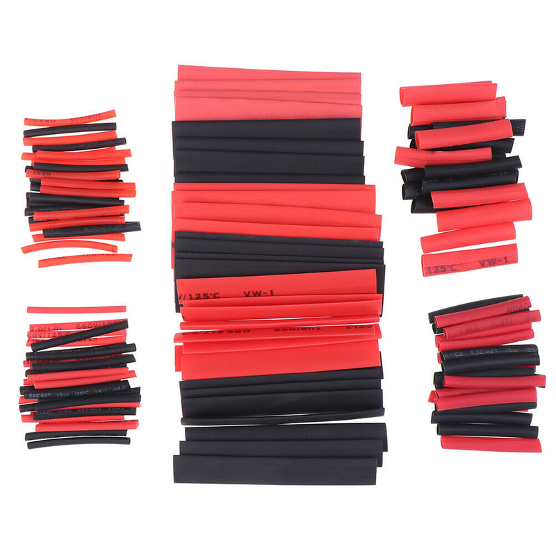 127Pcs Weatherproof heat shrink sleeving tubing tube assortment kit black gl.AU