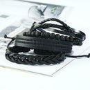 4pcs Retro Weave Bracelet Multilayer Leather Bangles Unisex Jewelry Gift
