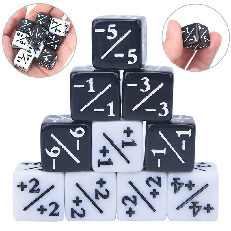 10x Dice Counters 5 Positive +1/+1 & 5 Negative -1/-1 For Gathering Table M&