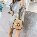 Straw Flower Shoulder Bag Lady Summer Beach Holiday Crossbody Messenger Bag