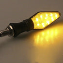 12LED Amber+Blue Motorcycle Turn Signal Indicator Light Blinker Universal JR