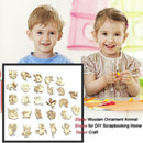 25pcs Wooden Ornament Animal Shape for DIY Scrapbooking Home Decor Craft