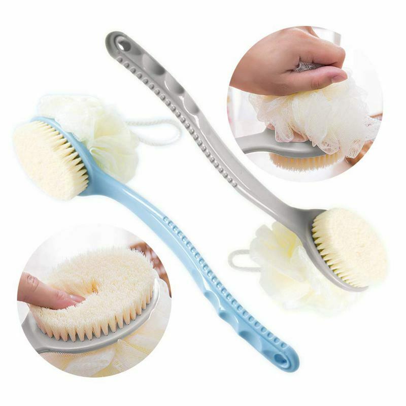 Bath Brush With Bristles And Bath Balls, 2 Pcs Back Bath Brush With Curved  A4R1