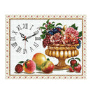 Embroidery Craft Stamped Cross Stitch Kit, Pre-Printed Fruits & Clock Pattern,