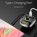 1X(Bluetooth Handsfree Kit Type-C Usb Car Charger Fm Transmitter Radio Tf C