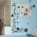 Flower Vine Removable Black Butterfly Wall Stickers Wall Decals Art Decor