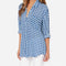 Cotton Plaid Long Sleeve T-shirt Lapel Single-breasted Women Blouse (M)