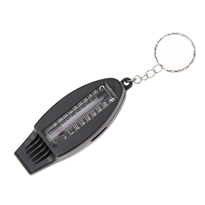 4IN1 Compass Thermometer Whistle Magnifier Versatile with Keychain Travel