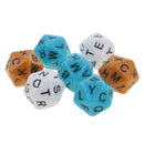Pack of 7 20-sided D20 English Letters Dices for Party Outdoor Game RPG 16mm