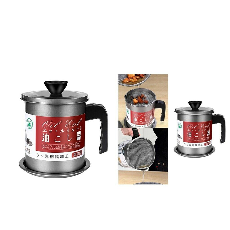 2pcs 1.7L Kitchen Oil Dripping Pot - Non Stick Container / Strainer Grease Can