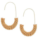 Woven Rattan Hoop Earrings Handmade Wicker Braid Straw Knit Wire Drop Dangl