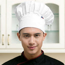 Unisex Hat Kitchen Chef Cap Adjustable Elastic Baker Cook Catering (White)