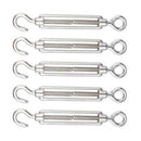 5 pcs M8 304 Stainless Steel Hook & Eye Turnbuckle Hook Wire Rope Tension F6H4