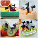 6pcs Lovely Black Cat Fruit Picks Food Forks Bento Lunch Box Accessory Decor
