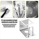 Stainless Steel Toothpaste Dispenser Toothbrush Holder No-Punch Adhesive E6J0