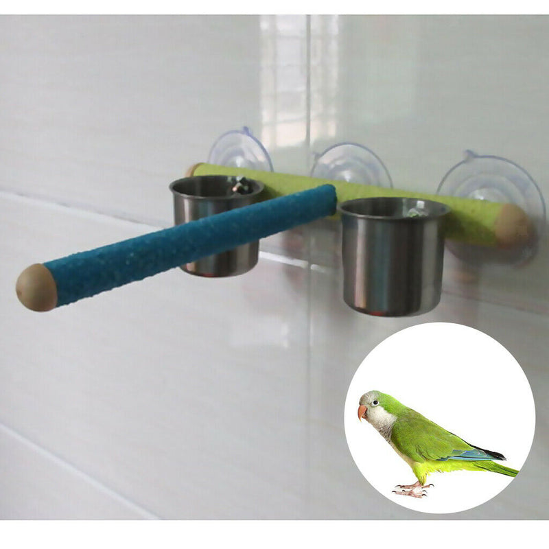 Parrot Perch Stand Platform Smooth Surface Sucker With 2 Feeding Cup