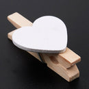 Small Mini Wooden Clothes Pegs / Decorative Pegs with Hearts , White N9I4