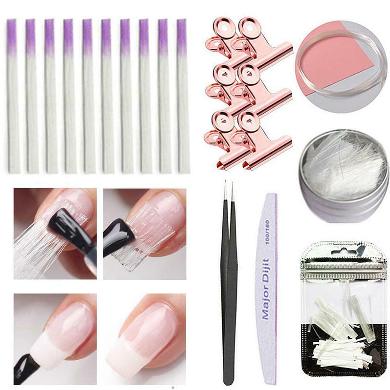 10pcs/pack Fiberglass Extension with Clear Liquid Building Gel Nail Art Tool Kit