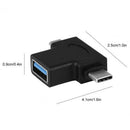 Portable 2 in 1 USB to OTG Converter - Micro USB + USB 3.1 Type-C Male to USB