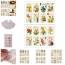 4Pcs Scrapbook Note Paper Retro Tower Flower Stamps Stickers Decor Stickers LJAU