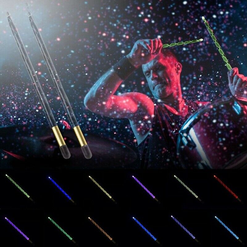 5A Acrylic Luminous Drum Stick Bright LED Light Up Drumsticks Jazz Drumstic