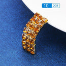 10pcs 15mm Golden Square Shaped Rhinestone Ribbon Slider Wedding Buckles