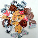 50pcs Assorted Animal Flatback Wooden 2 Holes Buttons for Sewing Craft Decor