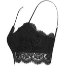 Women Lady Sexy Lace Crop Top Zip Back Strappy Bra Black XXL