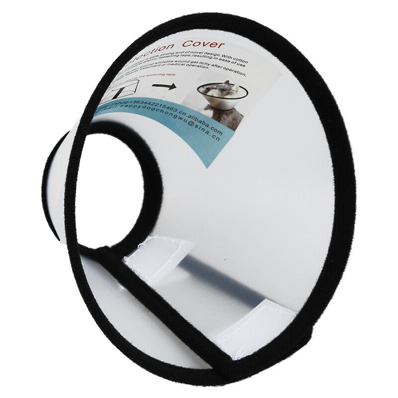 Elizabethan Dog Cat Pet Wound Healing Cone E- Collar White with Black