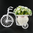 Nostalgic Bicycle Artificial Flower Decor Plant Stand (White+green)