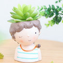 2x Girl & Boy Flower Planter Flowerpot Mini Succulent Pot Home Garden Decor