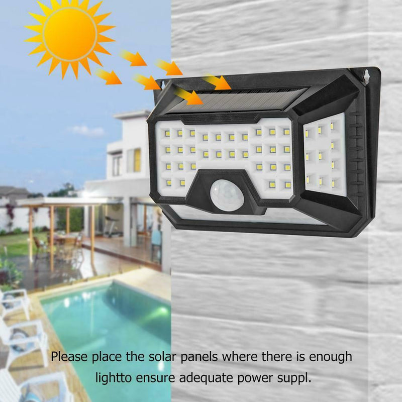 66LED Solar Motion Sensor Wall Light 3 Modes Waterproof Yard Security Lamp UK