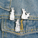 Creative White Rabbit Brooch Evil Animal Bunny Enamel Pins Metal Buckle Pin M3B7