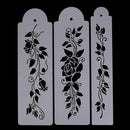 3PCS Tree Vine Leaves Fondant Cake Stencil Mould Border Lace Decor Sugarcraft FT