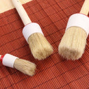 3pcs Natural Boar Bristle Wooden Bath Cleaning Brush for Car Wheels Interio