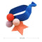 Star Pompom Hair Rope Women Ponytail Holder Elastic Rubber Bands (Blue) A