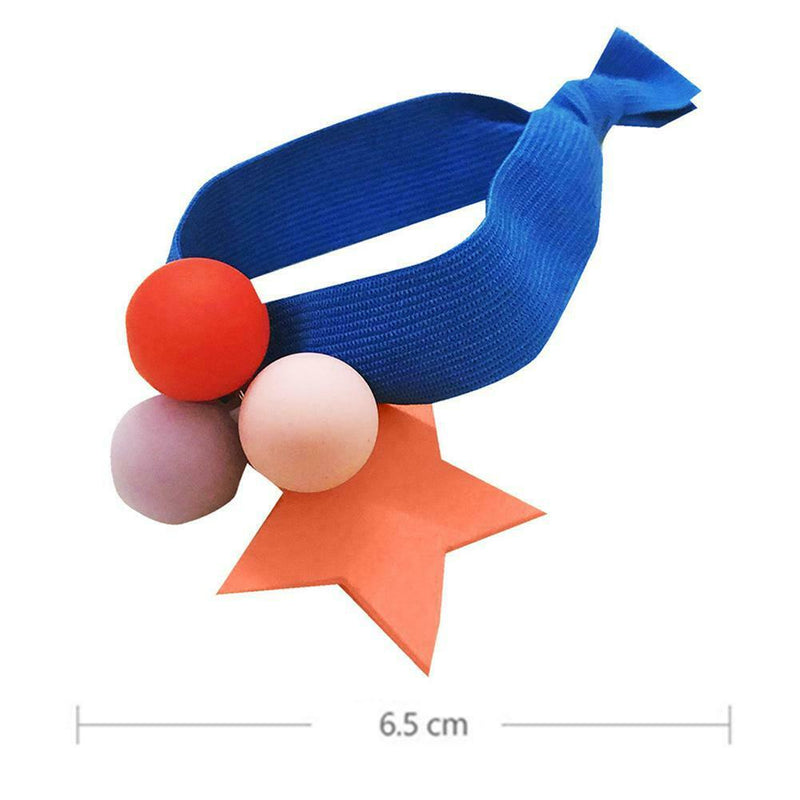 Star Pompom Hair Rope Women Ponytail Holder Elastic Rubber Bands (Blue) A