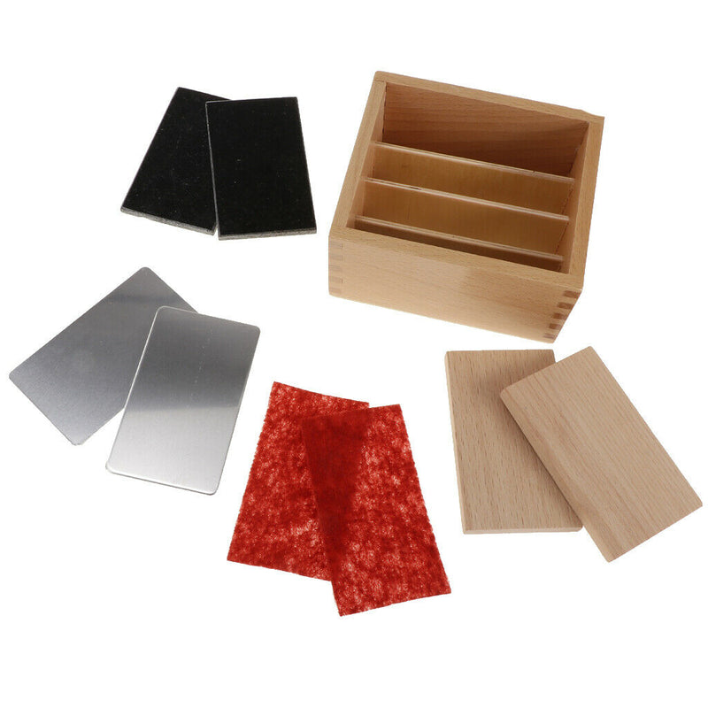 Montessori Rial Material Thermic Tactile Sense Tablets In Wooden Box 12x12x7cm