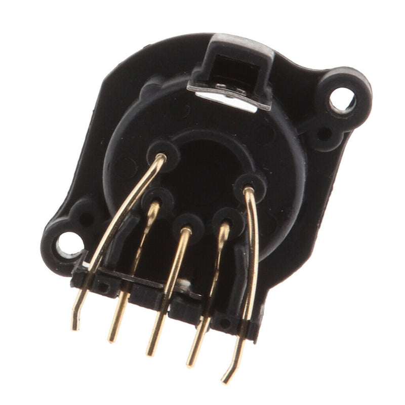 Curved XLR 5Pins Male Chassis Panel Mounted Socket Adapter for DMX MIC
