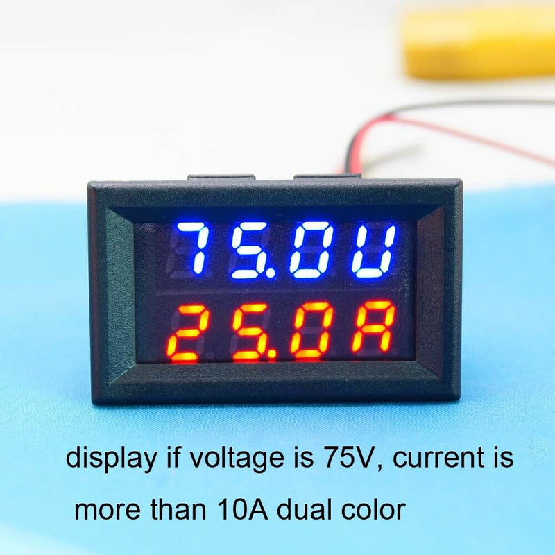 DC 0-100V 50A Voltmeter Ammeter Red and Blue LED Panel Amp Volt Gauge Meter