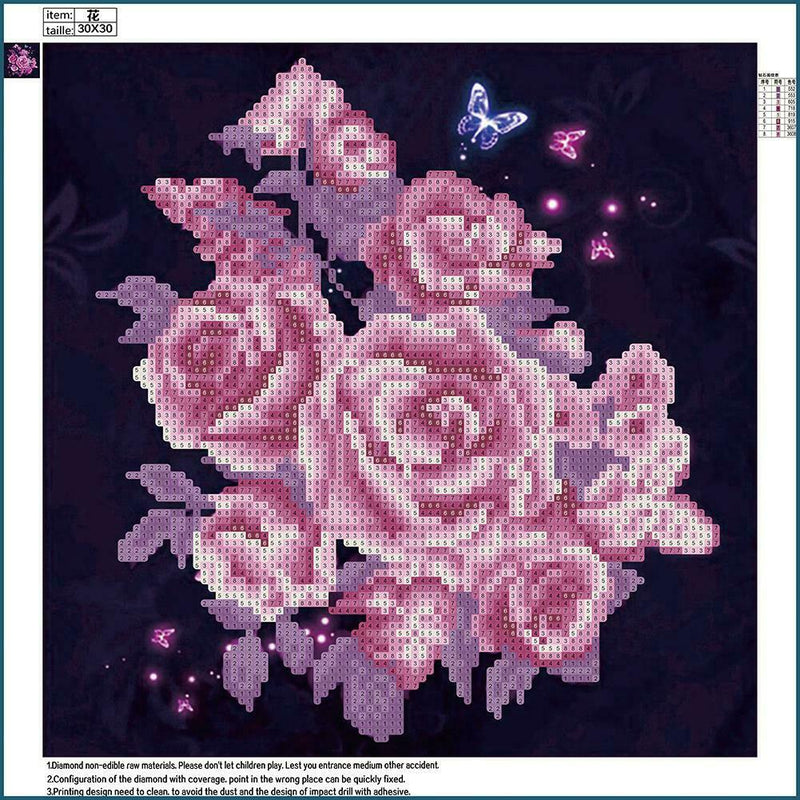 Pink 5D DIY Flower Diamond Painting Embroidery Cross Stitch Home Decor Gift