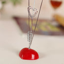 Desk Standing Heart Shape Wire Photo Holder Card Paper Note Memo Clip Decoration
