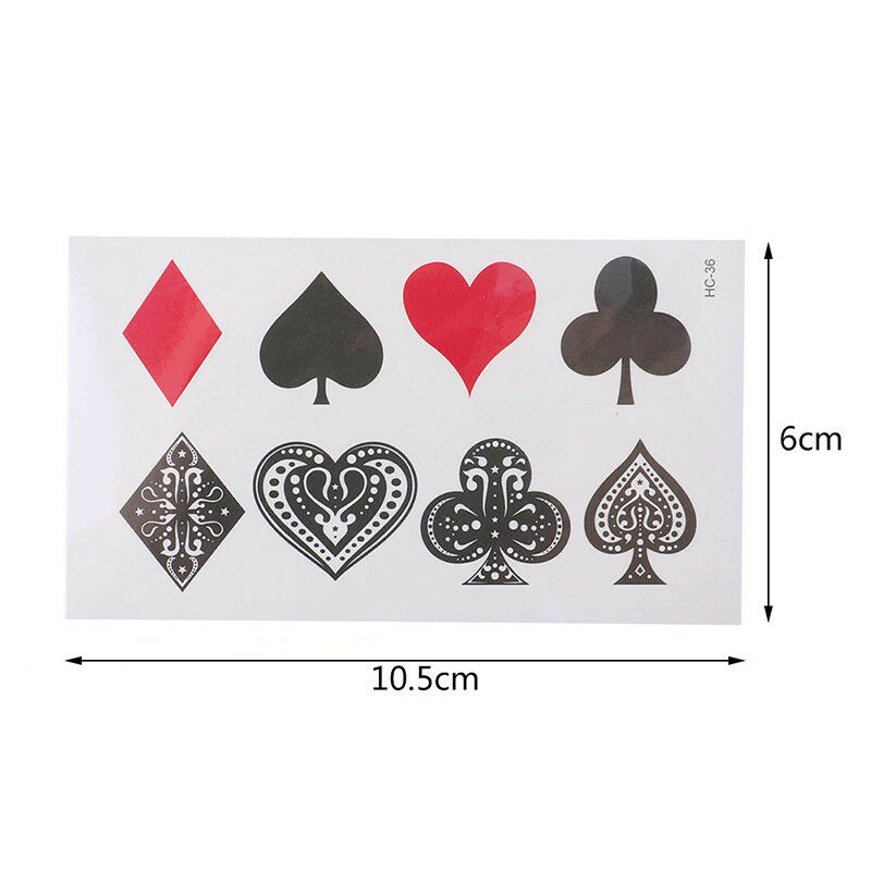 5Pcs/Set Peach Heart Poker Waterproof Temporary Sleeve Tattoo Glitter Tattoos Gw