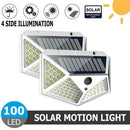 100 LED Solar Power Motion Sensor Wall Lights Outdoor Best Lamps Security I7G8