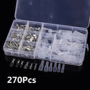 270Pcs Alloy&Rubber Spade Crimp Terminal Connector Insulating Sleeve Kit w/ Case