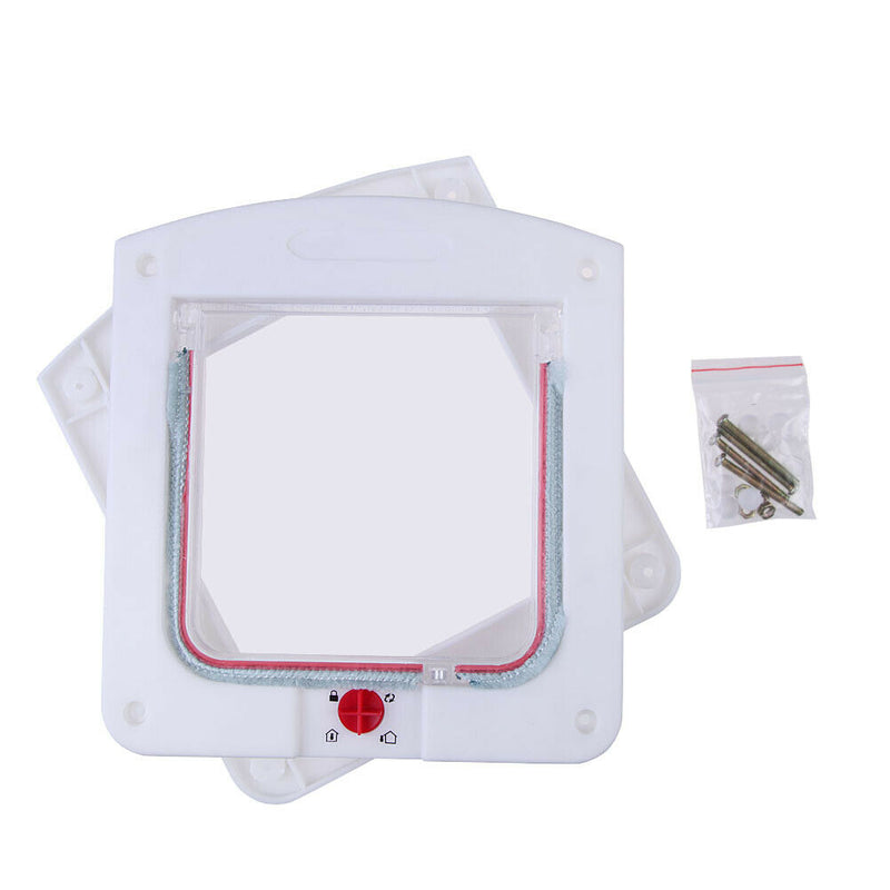 Lockable Cat Flap Door Kitten Dog Pet Lock Suitable for Any Wall White A